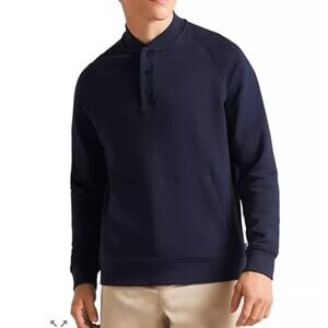 Ted Baker Breenge Button Through Sweatshirt Navy Blue Pullover Mens 38 Holiday